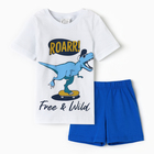 Комплект для мальчика (футболка/шорты) "Roarr", цвет белый/синий, рост 110-116 - Фото 1