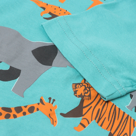 Комплект для мальчика (футболка/шорты) "AT THE ZOO", цвет бирюзовый/оранжевый, р.122-128
