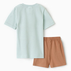 Комплект для мальчика (футболка/шорты) "Динозавры", цвет голубой/т-песочный, р.110-116 - фото 24055231