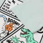 Комплект для мальчика (футболка/шорты) "Динозавры", цвет голубой/т-песочный, р.116-122 - фото 24055234