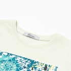 Комплект для мальчика (футболка, шорты), цвет слоновая кость/морская волна, рост 116 - фото 24535097