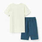 Комплект для мальчика (футболка, шорты), цвет слоновая кость/морская волна, рост 128 10415668
