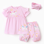Комплект для девочки (платье,трусы), цвет розовый/единорожки, рост 86 - фото 321559003