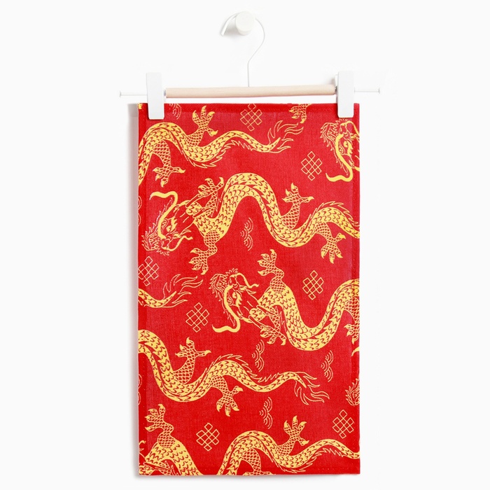 Полотенце 23х39см Красный дракон (фас 10) рогожка, 160г/м, хл100% - Фото 1