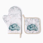 Набор кухонный «Доляна. Тёплых мгновений»: прихватка 17×17 см, варежка-прихватка 20×28 см, 35% хлопок - Фото 5