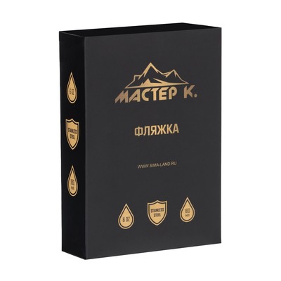 Фляжка Мастер К, 180 мл, в чехле, подарочная, армейская, 6 oz, нержавеющая сталь, серебристая