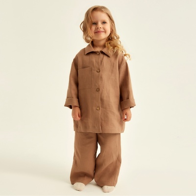 Пижама для девочки (рубашка и брюки) SL HOME, размер 32 (110-116 см), цвет кофейный