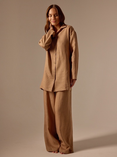 Костюм женский домашний (рубашка и брюки) SL HOME р. S, кофейный