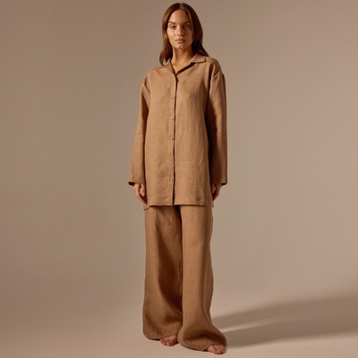 Пижама женская (рубашка, брюки) SL Home Linen, размер 44-46, кофейная