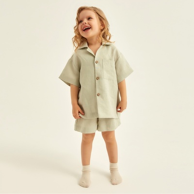 Костюм детский домашний (рубашка и шорты) SL HOME, размер 36 (134-140 см), светло-зелёный