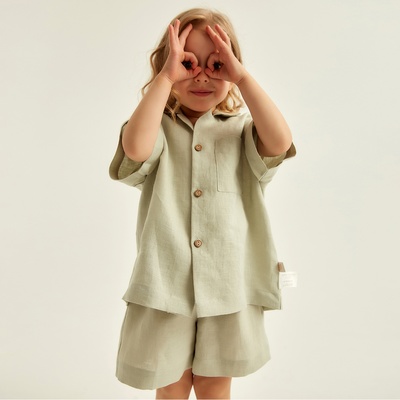 Костюм детский домашний (рубашка и шорты) SL HOME, размер 36 (134-140 см), светло-зелёный