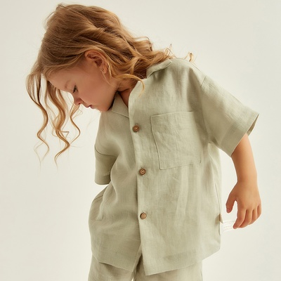 Костюм детский домашний (рубашка и шорты) SL HOME, размер 36 (134-140 см), светло-зелёный