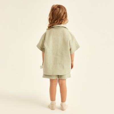 Костюм детский домашний (рубашка и шорты) SL HOME, размер 36 (134-140 см), светло-зелёный