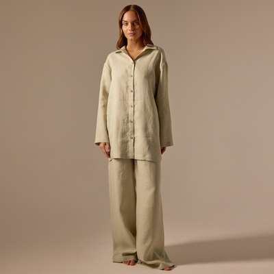 Пижама женская (рубашка, брюки) SL HOME Linen, размер XL, светло-зелёная