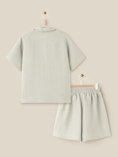 Пижама женская (рубашка, шорты) SL HOME Linen, размер 44 (M), светло-зелёный