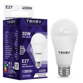 Лампа светодиодная Tokov Electric, E27, 30 Вт, 4000 К, свечение белое