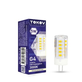 Лампа светодиодная Tokov Electric, G4, 5 Вт, 3000 К, свечение тёплое белое