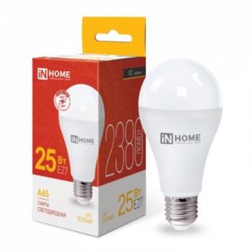 Лампа светодиодная IN HOME, E27, 25 Вт, 2380 лм, 3000 К, свечение тёплое белое
