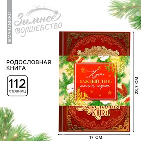 Родословная книга с НГ пояском "Дед мороз", 16,5 х 24 см.