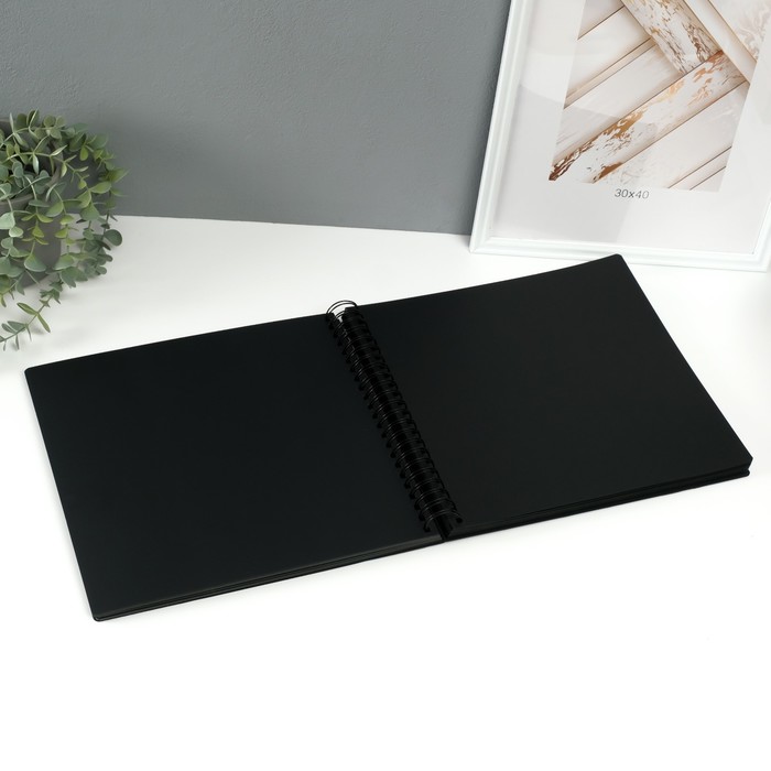 Фотоальбом BRAUBERG Black Line, размер 30х32 см, 48 черных листов
