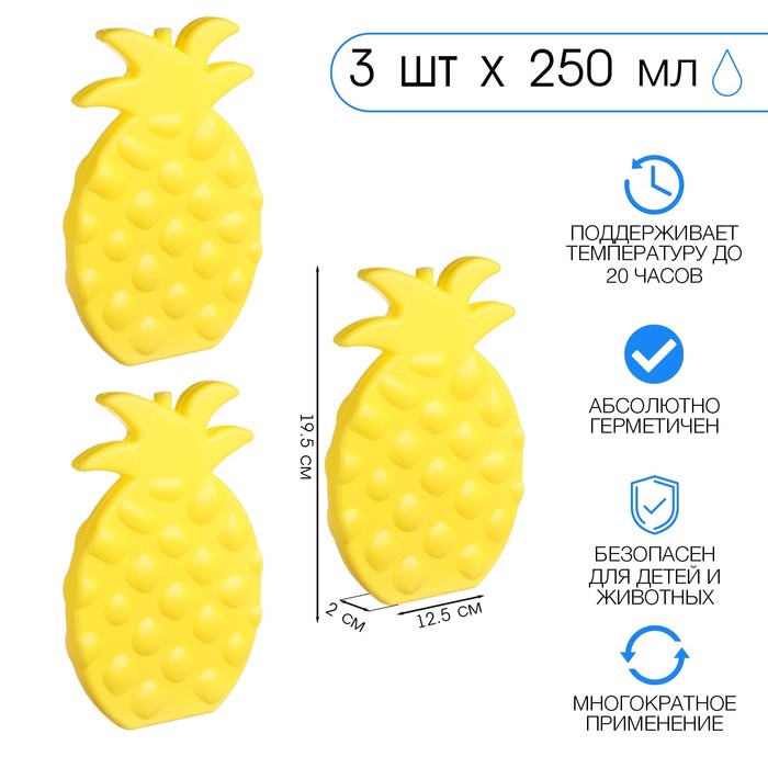 Аккумулятор холода гелевый «Мастер К», набор 3 штуки по 250 мл, хладоэлемент для термосумок - Фото 1