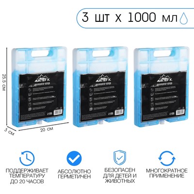 Аккумулятор холода гелевый «Мастер К», набор 3 шт., 1 л, 25.5×20 см