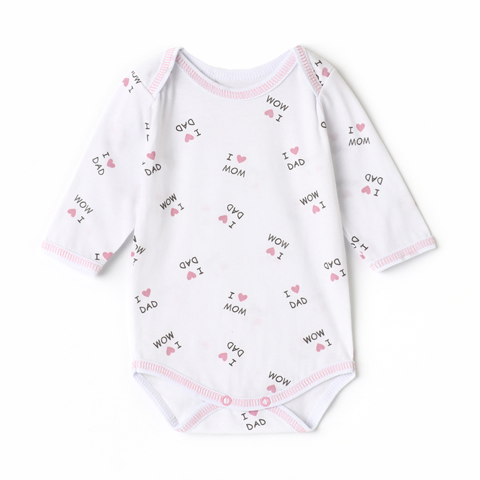 Боди детское с длинным рукавом, рост 80, белое - Фото 1