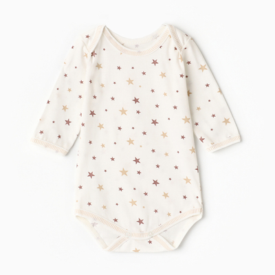 Боди детское с длинным рукавом, цвет белый/звезды, рост 74