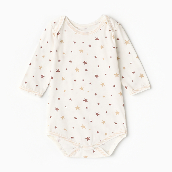 Боди детское с длинным рукавом, цвет белый/звезды, рост 80 - Фото 1