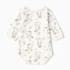 Боди детское с длинным рукавом, цвет белый/зайчики, рост 74 - фото 119419198