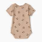 Боди детское с коротким рукавом, цвет бежевый, рост 68 - фото 24065894