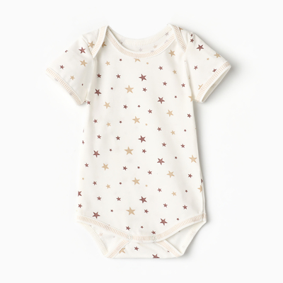 Боди детское с коротким рукавом, цвет белый/звезды, рост 80