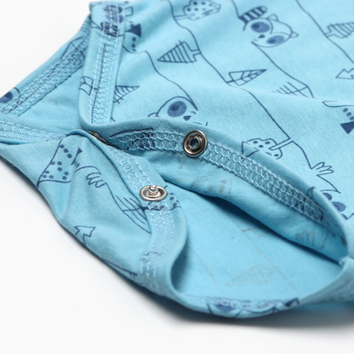 Боди детское с коротким рукавом, цвет голубой/енот, рост 68