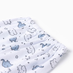 Ползунки детские, рост 68 см, белые, слоны