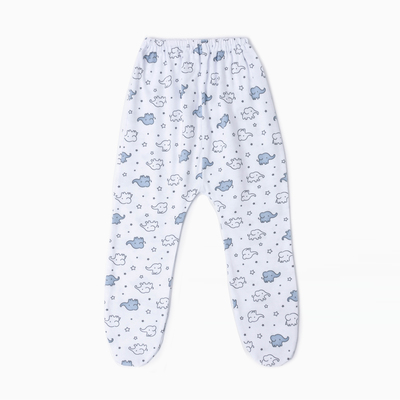 Ползунки детские, рост 80 см, белые, слоны