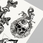 Татуировка на тело "Змея, череп, мечь" 10х15 см - фото 9744528