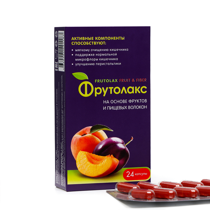 

Фрутолакс на основе фруктов и пищевых волокон, 24 капсулы по 35 г