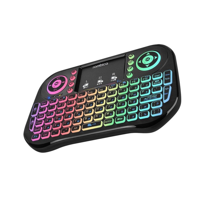 Мини-клавиатура Rombica Air Touch RGB, беспроводная, для ТВ и ПК , USB, touch , чёрная - фото 51553193