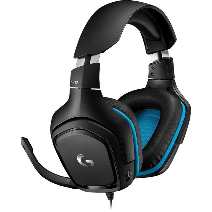 Наушники LOGITECH G432, игровые, микрофон, 2 м, чёрные - Фото 1