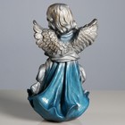 Фигура "Ангел в платье ассорти с букетом" серебро/синий 25х35х20см - Фото 4