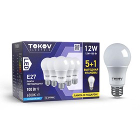 Лампа светодиодная Tokov Electric, E27, 12 Вт, 6500 К, свечение холодное белое