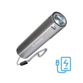 Фонарь аккумуляторный КОСМОС, ручной LED 1Вт линза АКБ, Li-ion 18650 1.2А.ч, Power-bank USB-шнур ABS-пластик