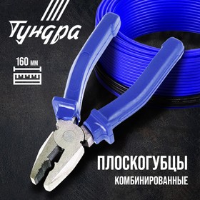 Плоскогубцы комбинированные ТУНДРА, CrV, шлифованные, пластиковые рукоятки, 160 мм 881635