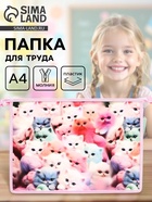 Папка для труда, А4, пластиковая, 23×32.5×5.5 см «Котики пушистики» - Фото 1