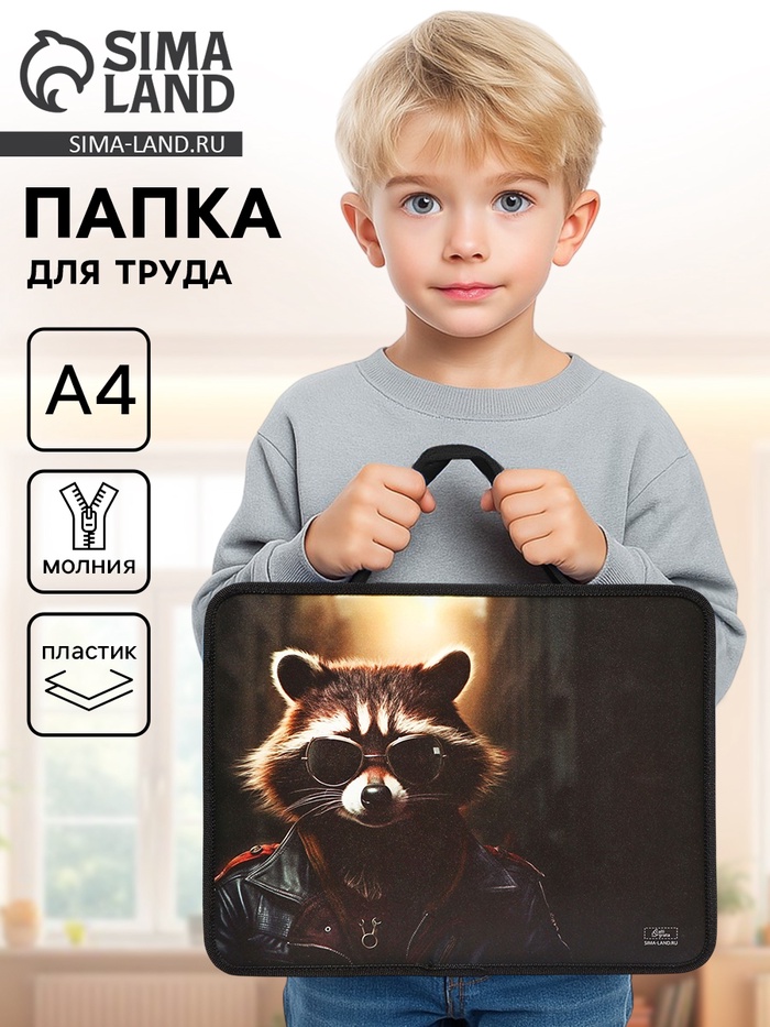 Папка для труда, А4, пластиковая, 33×26×7.5 см «Енот» - Фото 1