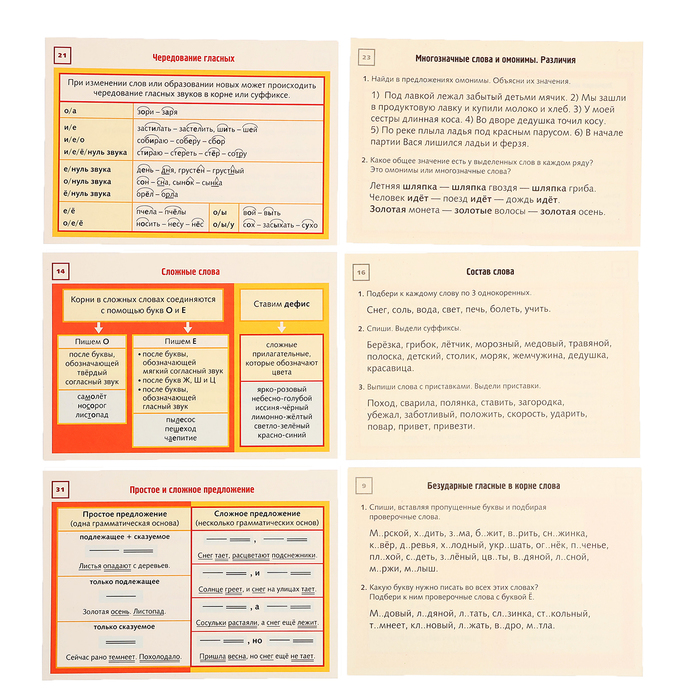 Обучающее посрбие для детей " Карточки-шпаргалки. Русский язык  1-4класс НП_31318