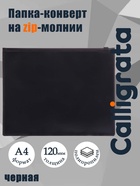 Папка-конверт на zip-молнии А4, 150 мкм, Calligrata, непрозрачная, черная - Фото 1