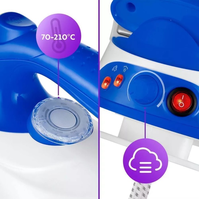 Отпариватель Kitfort КТ-9135-3, напольный, 2000 Вт, 1200 мл, 35 г/мин,утюжок, бело-синий - фото 51553684
