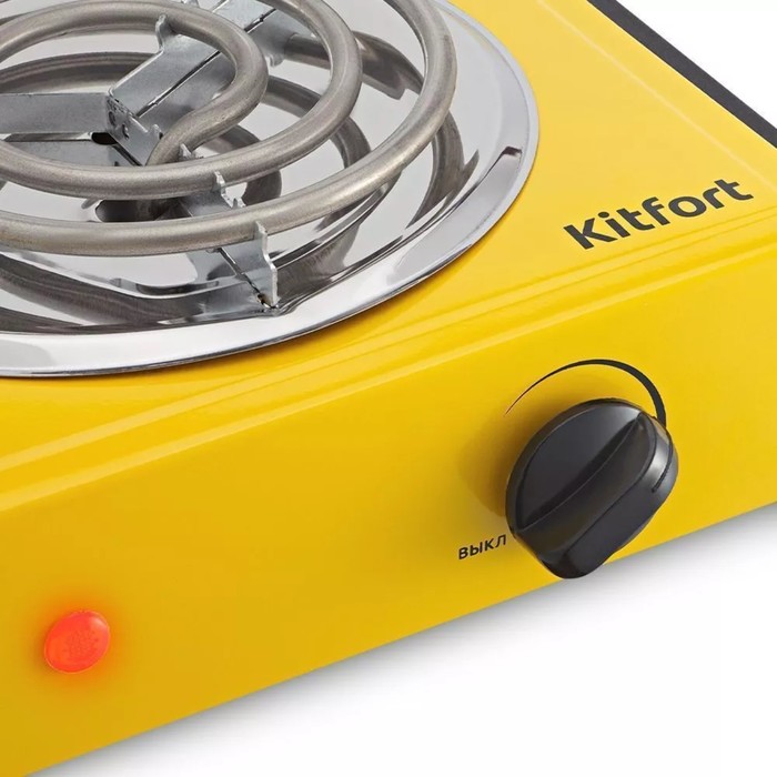 Плитка электрическая Kitfort КТ-178, 1000 Вт, 1 конфорка, жёлто-чёрная