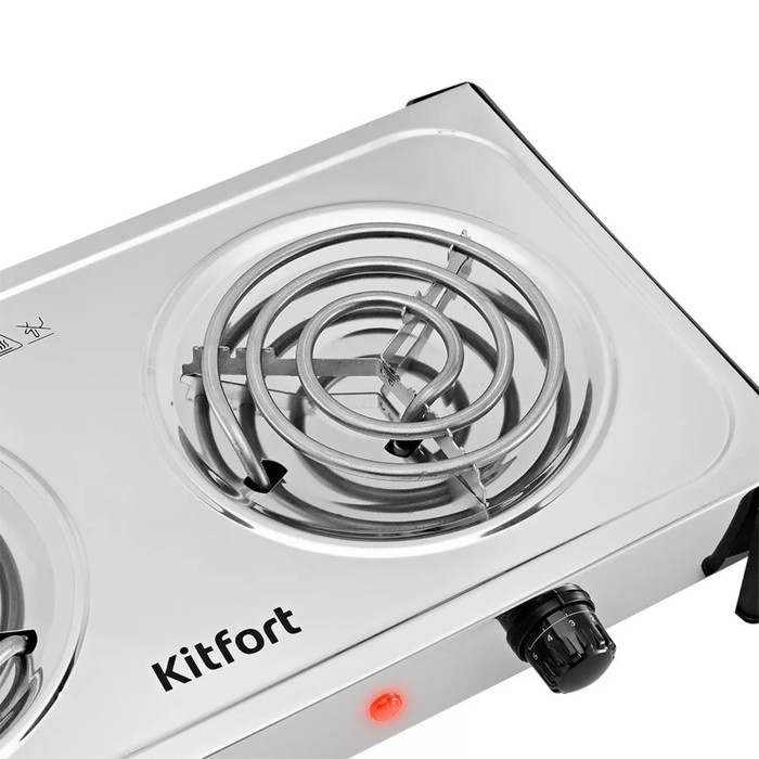 Плитка электрическая Kitfort КТ-180, 2000 Вт, 2 конфорки, серо-чёрная
